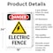 Signmission Electric Fence Danger Sign, Aluminum, 18in W x 24in L, 2PK OS-2PACK-DS-A-1824-V-2212 - alternate 6
